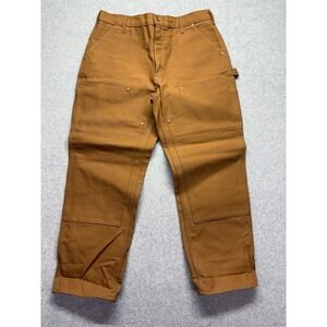 Carhartt B01 BRN Men Brown Loose Fit Double Front Firm Duck Work Pants 38x30 USA